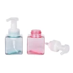 250ml Unique Square Design Square PET Bottle Foaming Hand Soap Dispenser Facial Cleansing Mousse Foam Bottle with Pump
