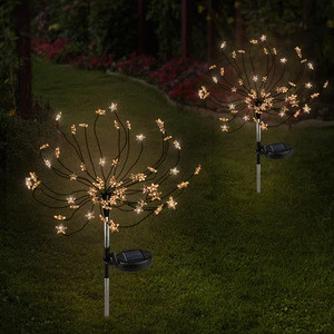 2pcs 90 LED Solar Powered Firework Lights IP44 Waterproof Outdoor Lamp for Landscape Path Lawn Garden Outdoor Decoration