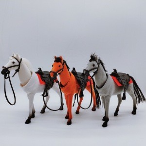 3 Colors mixed Flocked rocking Shaking head horse toy Animals with saddle for kid