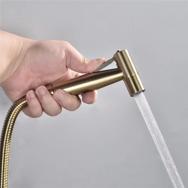 304 stainless steel healty spray bidet with golden and rose color shattaf bathroom shower set