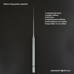 3ml 150mm disposable glass pasteur pipette supplier with rubber bulbs