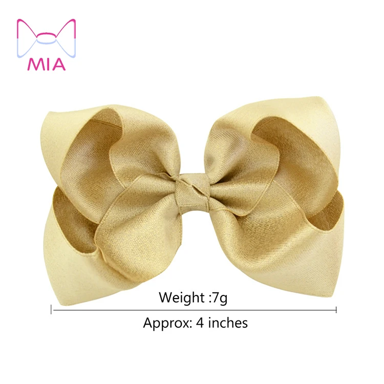 4 Inch Glitter Satin Ribbon Bowknot Hair Bow With Clips For Kids Girls Hair Accessories 757