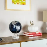 4.5 inch unique spinning Black and silver political map globe powered by light,solar energy