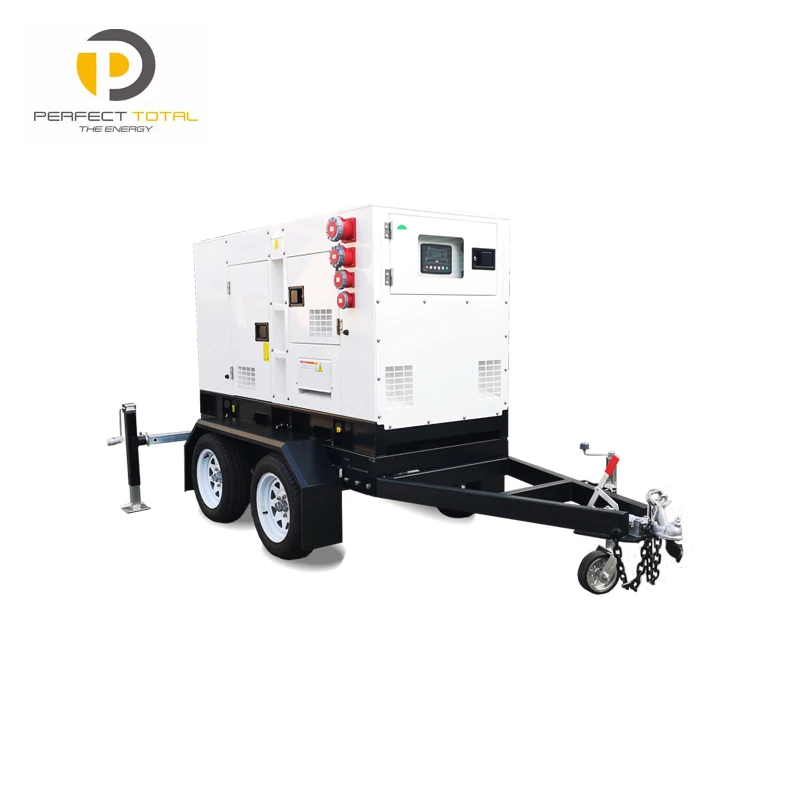 48KW Silent Towable Diesel Generator station with Dual Axle Trailer