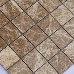 48mm Emperador Light marble mosaic tile square stone mosaic grid tile for both walls and floors tiles