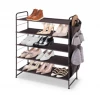 5-Tier 15 Pairs Stackable and Expandable Shoe Rack with Side 6 Shoes Pockets, Bronze