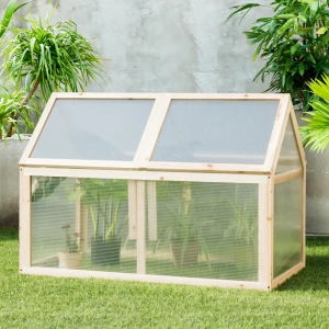 60x30x45cm Garden Wooden Cold Frame Greenhouse Warmhouse with Plastic Board