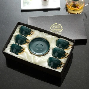 6pcs cup 1 pot ceramic minimalist cups and saucer tea mug set cawa arabic coffee japanese cup