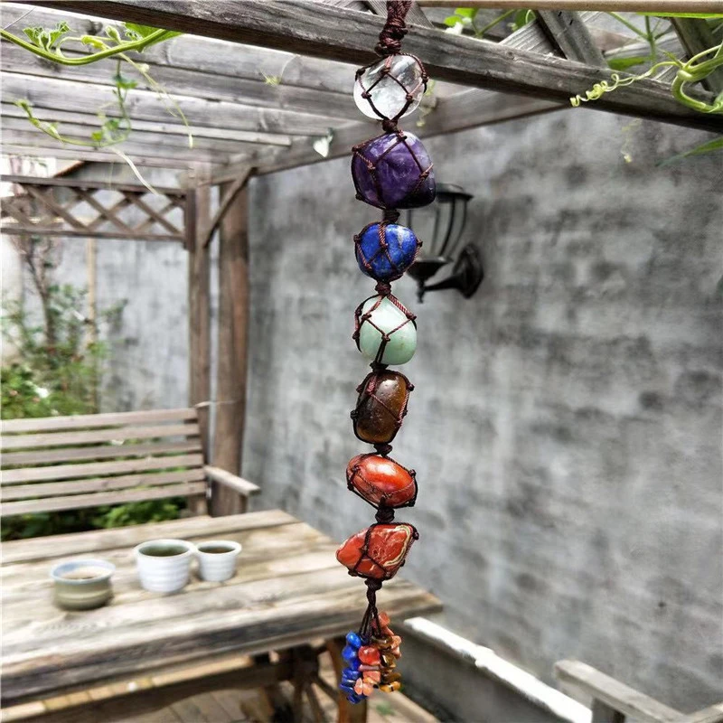 7 Chakra Crystals Reiki Healing Crystals car Hanging Ornament Home Indoor Decorative Gravel Tassel Artificially Woven  Practical