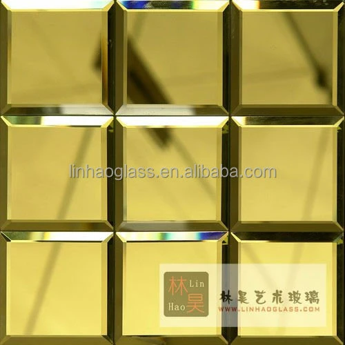 8-12mm beveled glass mirror tile golden