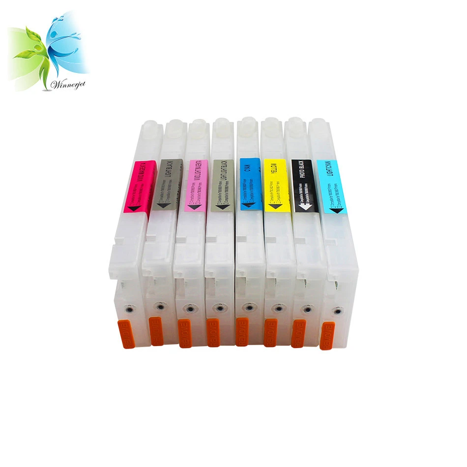 8 colors refillable ink cartridge for Epson Stylus Pro 7800 9800 printer inkjet rechargeable ink cartridges with resettable chip