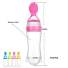 90ml Silicone Baby Bottle with Spoon Infant Training Feeder Scoop Rice Milk Cereal Food Supplement Feeding Tableware