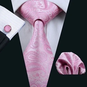 A654 Famous Brand Panel Ties Mens Silk Necktie Pink Paisley Cravat