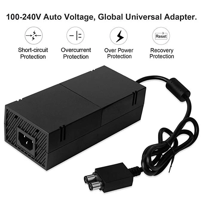 AC Adapter Replacement Charger with Cable for Xbox 1, For Xbox One Power Supply Brick 100-240V