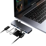 Aluminum shell 6 in 1 Dual USB Type C Hub with USB 3.0 SD/TF Card Reader multiport dock Adapter for MacBook/