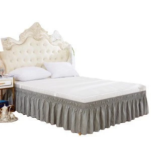 Amazon hot sale cross border bedding brushed and wrinkled Elastic Bed Ruffles Bed Skirt