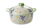 Amazon hotsale Handmade Porcelain soup & stock pots with Handles lids / Turkish Ceramic soup pot set