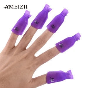 AMEIZII 10Pcs/Set Plastic Acrylic Nail Art Polish Remover Wrap Soak Off Cleaner Cap Clip