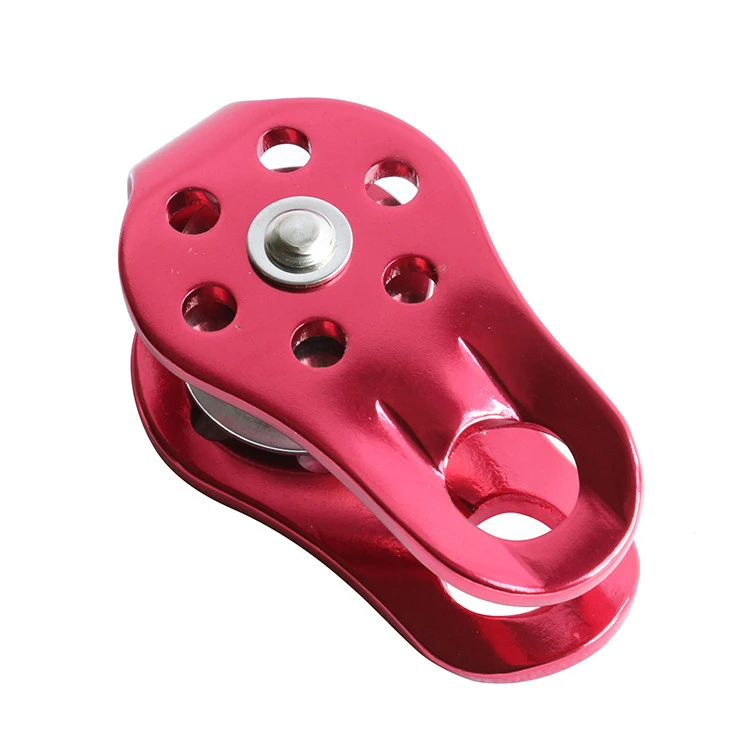 Anodized steel single wire rope pulley with ball bearing