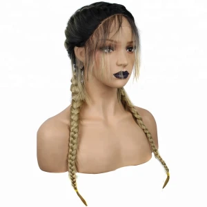 Anogol Ombre Synthetic Wig Braided Lace Front Wigs With Baby Hair