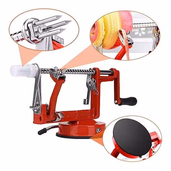 Apple Peeler and Corer - Durable Heavy-Duty Chrome Cast Iron with Powerful Countertop Suction Hand-Cranked for Fruit, Apples