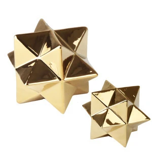 Arab Hotel Home Office Table Accessories Desktop Gift Craft Items Interior Decoration Golden Polyhedron Ornament