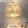 Asian Handmade feather decoration with crystal led table lamp night light table decoration