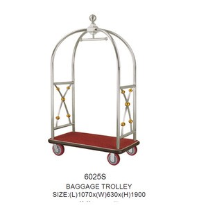 Attractive price new type bellboy Golden metal birdcage hotel luggage trolley