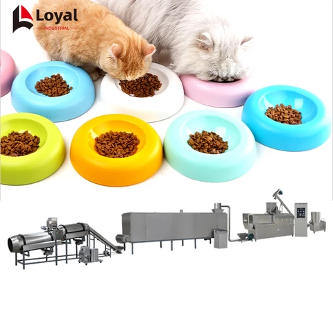 Automatic twin screw fish food making machine industrial floating fish feed pet food extruder