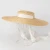 Import B107 New Casual Natural Women Ladies Wide Brim Summer Sun Beach Wheat Straw Hat Ribbon Boater Flat Top Straw Hats with Ribbon from China