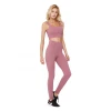 Basic quick dry stretchy gym apparel sets girls plain spandex two piece yoga set pink