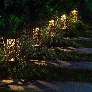 Beautiful Hollow Solar Lawn Lamp LED Outdoor Waterproof Solar Garden Light Controlled Induction Path Solar Decorative Lamp