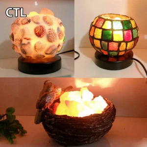 Bedroom bedside decorative colorful glass table lamps home decoration carved himalayan salt lamps