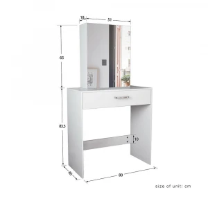 Bedroom furniture 2020 New Hot Sales of Dressing Vanity Table Stool Set White Makeup Dresser With Large Sliding Mirror