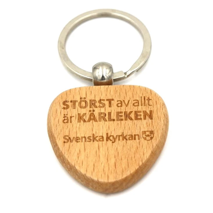 Beech blank  key ring  keychain wood customized laser  engrave logo wood pendant keyholder small gift for advertising