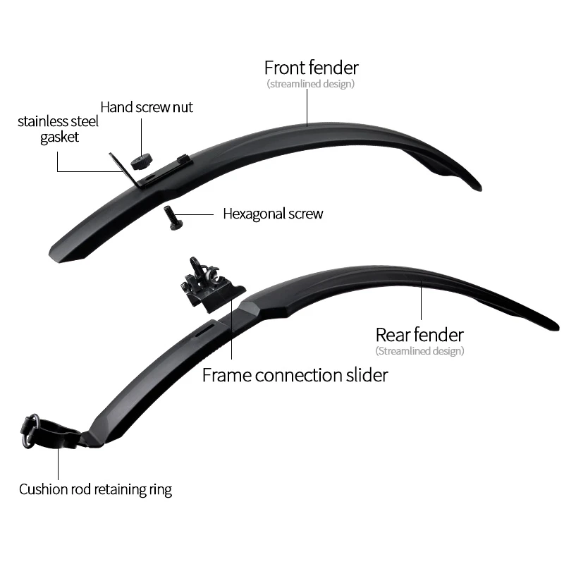 Bicycle Front/Rear Mudguards Set Mountain Bike Mud Guard Fenders Suitable for 26-29 Wheel