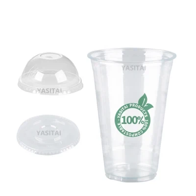 Biodegradable Disposable Communion Coffee Plastic Cups with Lid