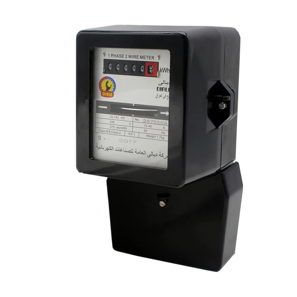 Black Case ABS Material Extended Terminal Cover Single Phase Mechanical Energy Meter Watt-hour Meter