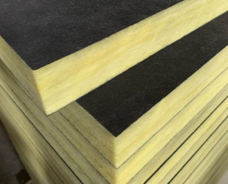 Black fiberglass mat coated glass wool board for Sound heat insulation fireproof  China ROCKPRO factory