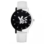 Black Lovers Couple Watches Women Men PU Leather Simple YES Watch Hour Clock Ladies Quartz Wrist watch Harajuku Style