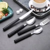 black plastic handle stainless steel tumble/vibro polished natual cutlery/flatware made from 18/0 (430)