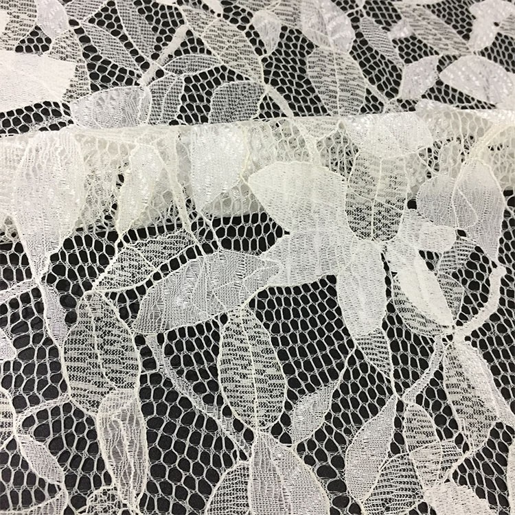 bling bling leaves nylon cotton thin tulle lace fabric for dresses garments clothing