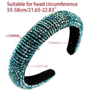 Boutique Baroque  Luxury Glitter Padded Beads Sponge Hair Hoop Bridal Wedding Hairbands Crystal Beads Headband for Women