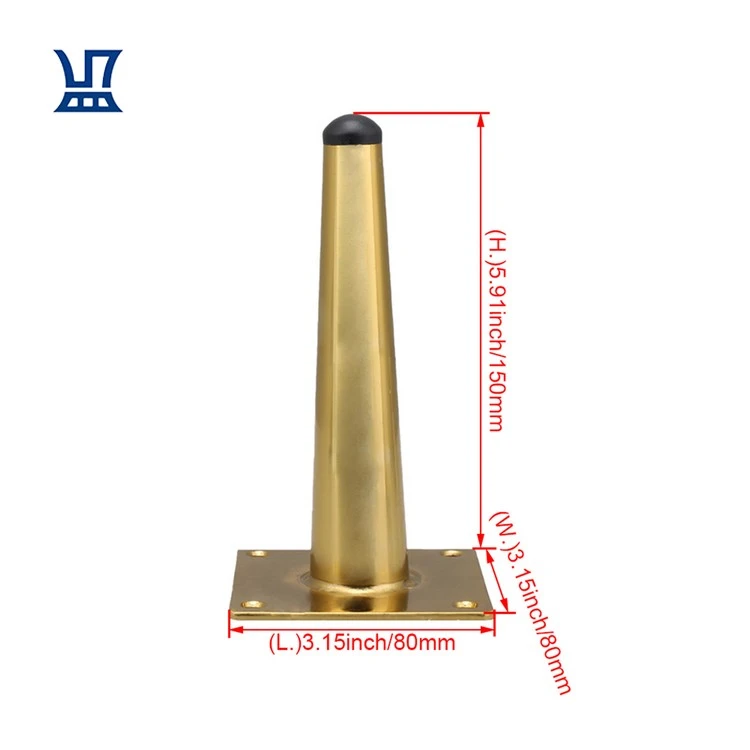 BQLZR Free Shipping Heavy Duty Straight Tapered Gold Stainless Steel Furniture Metal Legs Brass