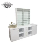 Canboth wood and glass nail polish display stand with wash basin CB-NK013