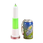 Cans style Ballpoint Pens Scalable plastic pen with Keychain Telescopic pens Creative stationery gifts Cans style keychain