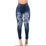 casual women High WaistJeans stretch denim jeans pencil pants Ripped jeans for women
