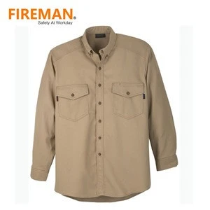 CAT 2  NFPA 2112  long sleeve flame resistant uniform men cotton work shirt
