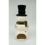 Ceramic christmas snowman candle lantern hurricane lantern with metal handle
