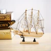 cheap 18CM high quality sailboat mediterranean style wooden crafts sailboat model for home decoration manufacturer